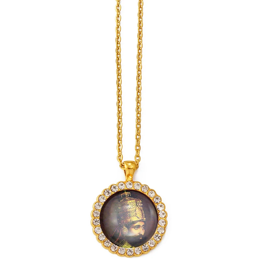 Anniyo هيلا سيلاسي الأول-إمبراطور إثيوبيا قلادة قلادة المجوهرات #312406