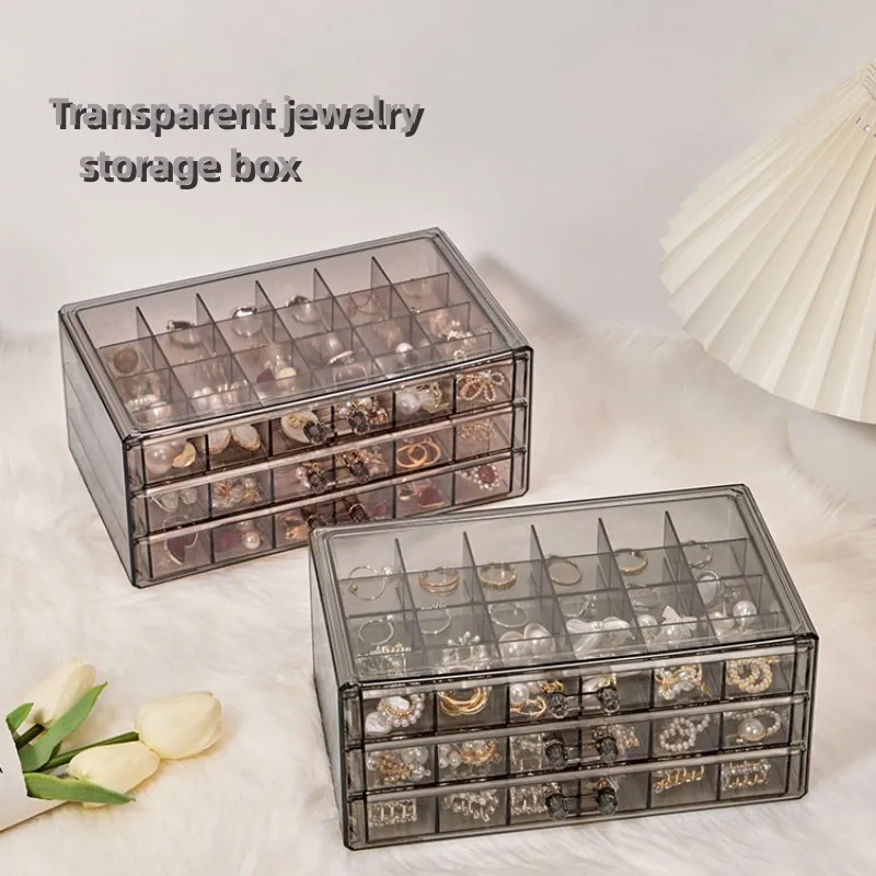 ثلاثة طبقة القرط تخزين صندوق أكريليكي مجوهرات الغبار صندوق تخزين شفافة مجوهرات عرض الرف هدية للنساء والفتيات