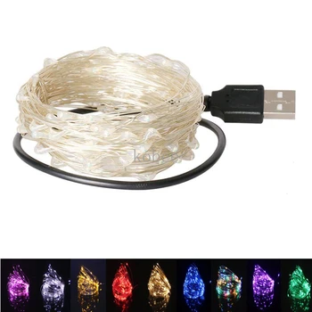 2/5/10M USB أضواء LED سلسلة النحاس الفضة أسلاك إكليل الضوء للماء جنية أضواء حفل زفاف عيد الميلاد الديكور