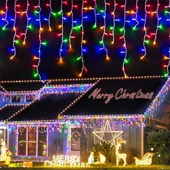 4 LED الستارة جليد سلسلة أضواء عيد الميلاد إكليل Faiy ضوء تدلى 0.4-0.6 m عيد الميلاد حديقة في الشارع في الهواء الطلق الإضاءة الزخرفية