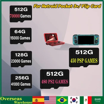 512G على Retroid جيب 3+/ الوجه TF بطاقة الرجعية لعبة المحمولة مسبقة 70000 ألعاب 450 ألعاب PSP 480 PS2 GANES