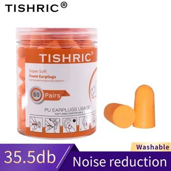 60/120PCS TISHRIC سدادات بو سبونج سدادات الأذن الحد من الضوضاء 35.5 db النوم سدادات الأذن مكافحة الضوضاء الأذن حامي الأذن المكونات