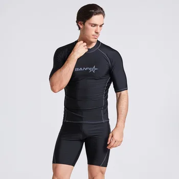 BANFEI الجافة سريعة ملابس قصيرة الأكمام الرجال ملابس داخلية السباحة السراويل تناسب UPF 50+ شاطئ الحرس الطفح الجلدي تصفح قميص بالاضافة الى 4XL