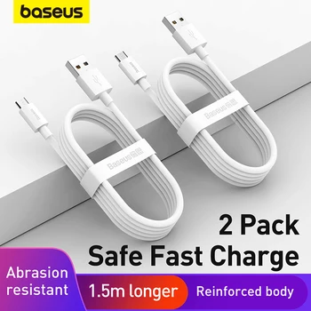 Baseus 2pcs مايكرو USB كابل 2A الشحن السريع البيانات الكابلات شاحن سامسونج S6 S7 حافة Xiaomi هواوي MP3 USB شاحن