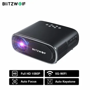 BlitzWolf BW-V4 1080P العرض 5G واي فاي النسخ التلقائي اللاسلكي تصحيح الانحراف 260ANSI LCD أجهزة عرض المسرح المنزلي فيلم