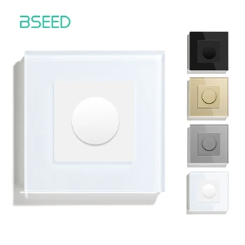 BSEED باهتة ضوء التبديل قابل للتعديل مقبض الباب الدوار الكريستال الزجاج الميكانيكية LED عاكس سطوع الذاكرة الحائط مفاتيح