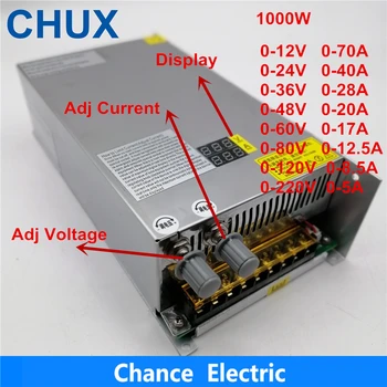 CHUX قابل للتعديل 1000W إمدادات الطاقة التبديل الرقمية عرض 1000W إمدادات الطاقة led 12V dc 24V 36V 48V 60V 80V 120 فولت 220 فولت