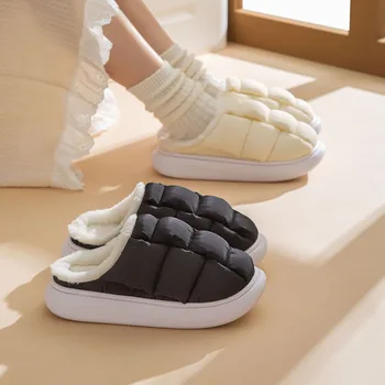 Comwarm الموضة الجديدة النعال للمرأة رجل الخبز الأحذية الدافئة في فصل الشتاء سميكة منصة للماء النعال المنزلية في الهواء الطلق الأحذية