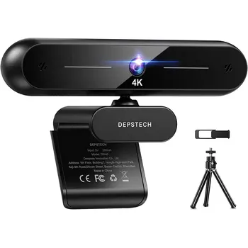 DEPSTECH 4K HD كاميرا ويب DW40 8MP التركيز التلقائي USB كاميرا ويب مع ميكروفون كاميرا ويب لأجهزة الكمبيوتر المحمول/ مكالمة الفيديو/ التكبير/ الجري