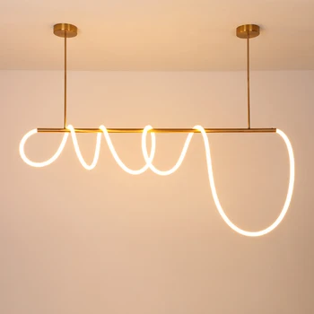 DIY 360 درجة مضيئة LED أضواء قلادة غرفة المعيشة الحديثة مطعم مصابيح LED أنبوب ديكور داخلي شنقا مصباح الإضاءة