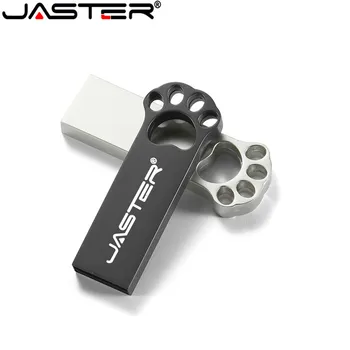 JASTER مخلب الدب معدن الفضة محرك أقراص فلاش USB 4GB 8GB 16GB 32GB 64GB القدرات الحقيقية قرص فلاش 2.0 شعار مخصص بالجملة