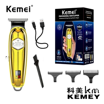 Kemei كم-i5S الذهب معدن الجسم الطاقة LED عرض USB القابلة لإعادة الشحن الرجال قص الشعر الانتهازي الشعر كليبرز للرجال لحية الانتهازي