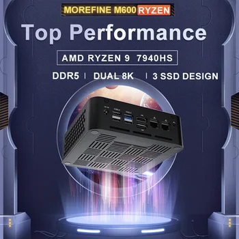 MOREFINE AMD 7940HS/7840HS Mini PC الصاعقة 3 6900HX مصغرة Computador 64G DDR5 2TB PCIe4 2 LAN الكمبيوتر الألعاب WIFI6 WIN11