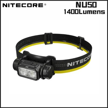 NITECORE NU50 21700 C-USB القابلة لإعادة الشحن المصابيح الأمامية 1400 شمعة قوية وخفيفة الوزن أبيض أحمر ضوء المصباح