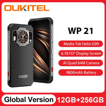 Oukitel WP21 12GB 256GB وعرة الهاتف الذكي ثنائي الشاشة G99 6nm 66W سريع شحن الهاتف المحمول 6.78 FHD+ 120Hz 64MP الهواتف المحمولة