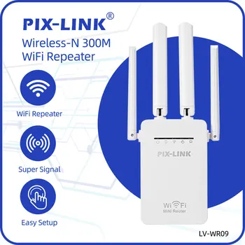 Pixlink الإرسال اللاسلكي جهاز التوجيه نقطة الوصول اللاسلكية 300Mbps مجموعة الموسع واي فاي مكبر للصوت إشارة 4External هوائيات WR09