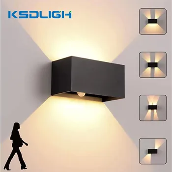 RGB تويا Smart LED في الهواء الطلق الجدار ضوء IP65 للماء استشعار الحركة الجدار الخارجي مصباح حديقة شرفة الممر الخفيفة لاعبا أساسيا