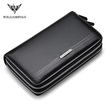 WILLIAMPOLO العلامة التجارية الفاخرة الرجال حقيبة مخلب كبير قدرة الرجال محافظ جيب الهاتف الخليوي جودة عالية متعددة الوظائف محفظة للرجال
