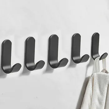 أسود الألومنيوم الجدار هوك معطف رداء منشفة حمام شماعات الملابس الصغيرة هوك مفاتيح مسمار الأجهزة مجانا