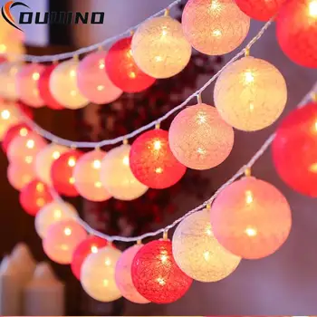 القطن الكرة بقيادة الجنية سلسلة أضواء إكليل زينة شجرة عيد الميلاد عطلة المنزل ديكور غرفة الزفاف الطرف الستار مصباح