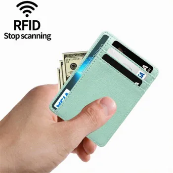 المحفظة ضئيلة RFID حجب الحد الأدنى حامل بطاقة الائتمان والجلود محفظة الائتمان بطاقة الهوية غطاء المال مال حالة حقيبة للرجال