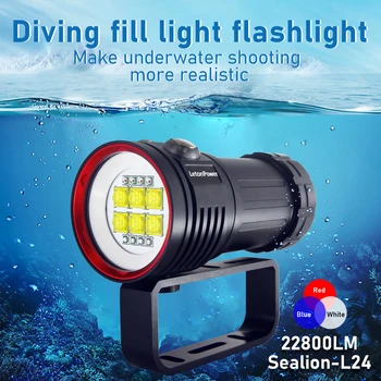 المهنية الغوص مصباح يدوي 100 متر للماء ضوء 22800 التجويف الغوص ضوء نوع C-القابلة لإعادة الشحن ضوء الفيديو تحت الماء