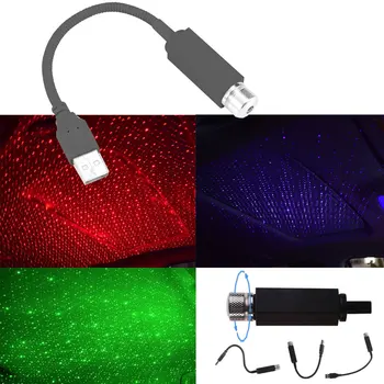بيع الساخنة USB العالمي بقيادة نجم العرض النيون الأجواء المحيطة مصباح سقف السيارة الداخلية الضوء الأخضر الأحمر الأرجواني الأزرق