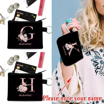 تخصيص أي اسم المرأة قصيرة المحفظة أزياء الوردي رسالة مصغرة مفتاح القضية السيدات حقيبة بطاقة محفظة نقود الإناث مصغرة سستة حقيبة مخلب