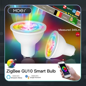 تويا زيجبي GU10 LED الذكية المصابيح RGB C+W الأبيض 4.7 W عاكس مصابيح الحياة الذكية التطبيق التحكم في المصابيح العمل مع Alexa/Google