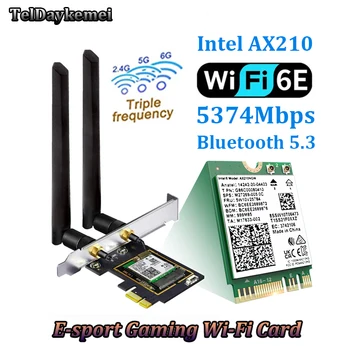 سطح المكتب Wi-Fi 6E إنتل AX210 PCIe محول واي فاي بلوتوث 5.3 5374Mbps 802.11 الفأس AX210NGW اللاسلكية واي فاي 6E بطاقة ويندوز 10 لينكس
