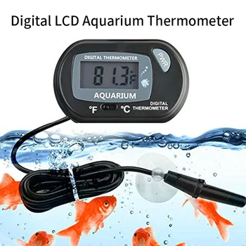 شاشات الكريستال السائل الرقمية الحوض ميزان حرارة ماء حوض السمك الاستشعار مع مجس استشعار درجة الحرارة أداة قياس مع كوب الشفط