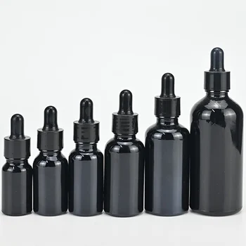 فارغة سوداء قطارة زجاجة من الضروري النفط زجاجة 5-100ML الروائح السائلة قارورة بلاستيكية رئيس ماصة القابلة لإعادة التعبئة زجاجات