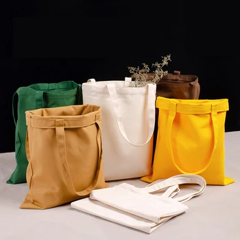 قماش حقيبة الكتف حمل المتسوق Eco أكياس الشحن المجاني الأسود مصمم حقائب النساء أبيض