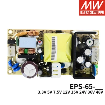 يعني حسنا EPS-65 إخراج واحدة PSU AC DC المجلس ثنائي الفينيل متعدد الكلور 65W إمدادات الطاقة 3.3 V 5V 7.5 V 12V 15V 24V 36V 48V 8A 3A مانويل EPS-65-12