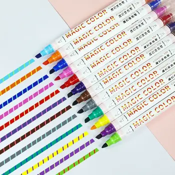 يمكن تغيير لون تمييز السحر لون الماء رسم القلم تلطيخ القلم مزدوجة-جانب الفلورسنت قابل للمسح علامة بطانة فن القلم